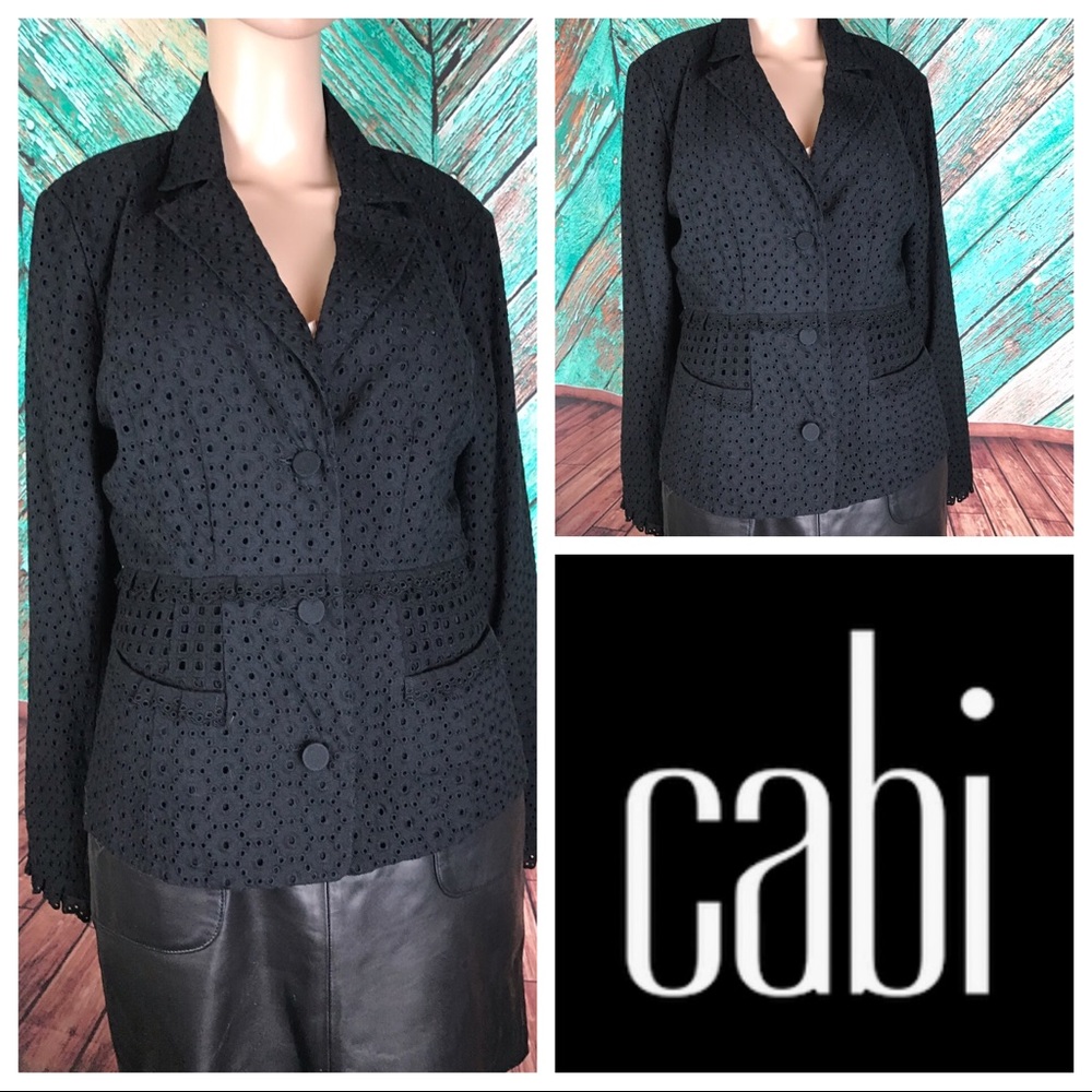 CAbi Black Eyelet Lace Blazer